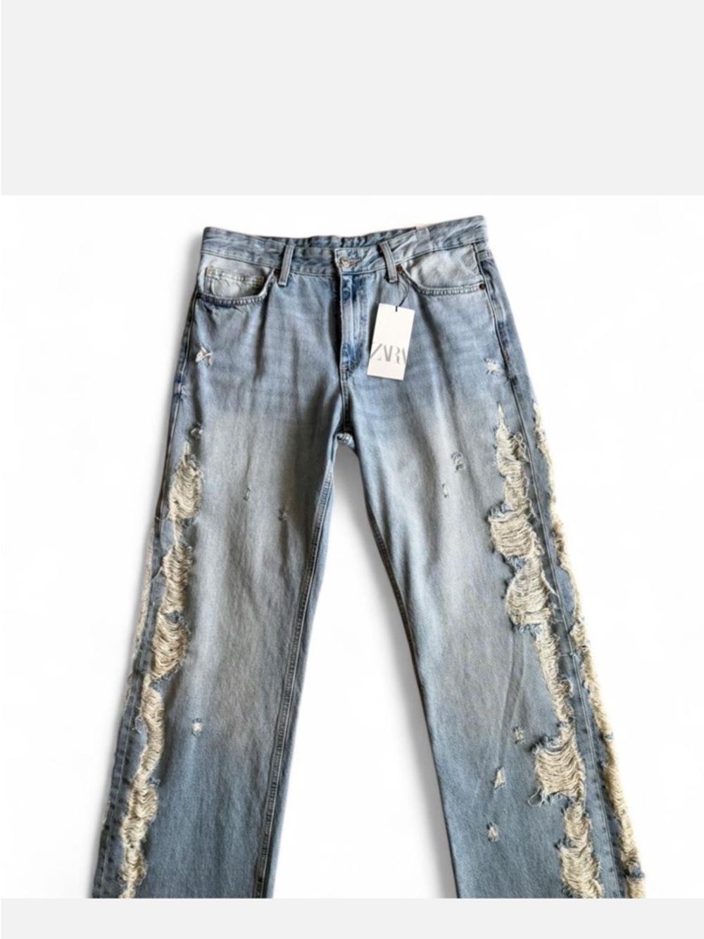 Zara  Distressed side seam jeans 10
